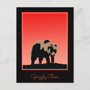 Carte Postale Grizzly Bear au coucher du soleil - Art original d