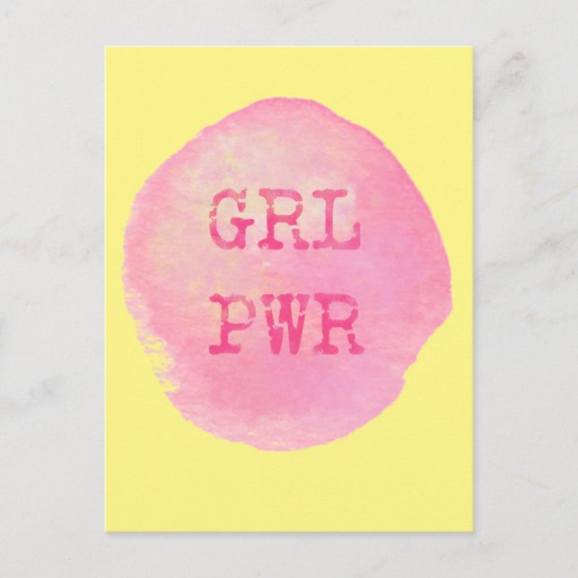 Carte Postale GRL PWR - Typographie jaune gras et rose (Devant)