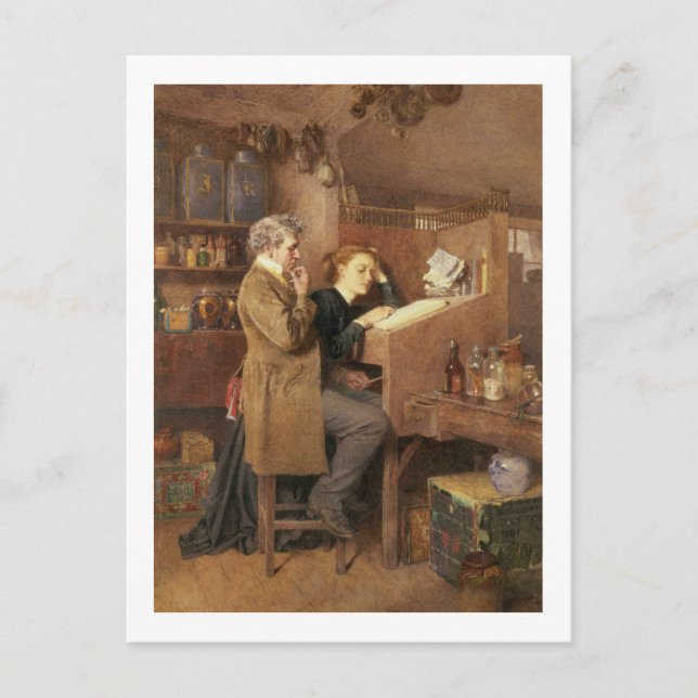 Carte Postale Grocer et femme, 1868 (Devant)
