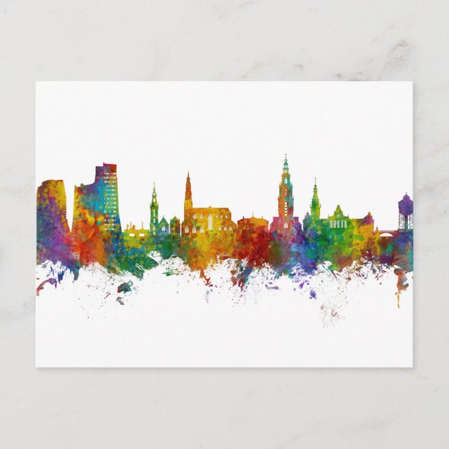 Carte Postale Groningen Pays-Bas Skyline (Devant)