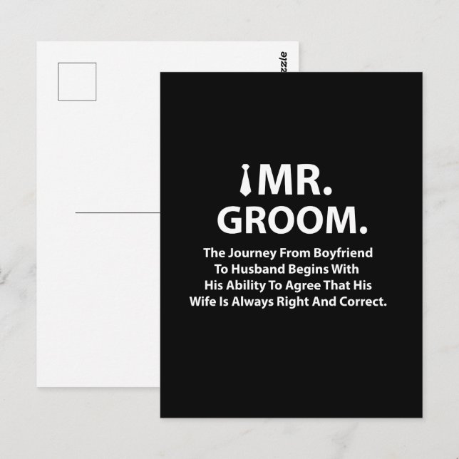 Carte Postale Groom Funny Citation Typographie (Devant / Derrière)