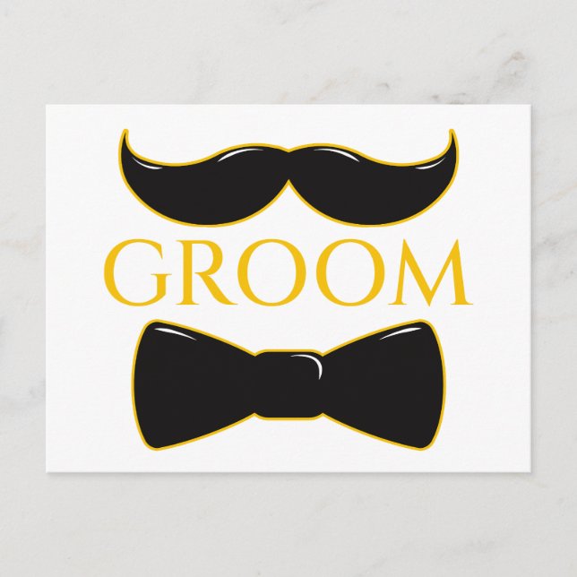 Carte Postale Groom Mustache Et Cravate Bow (Devant)