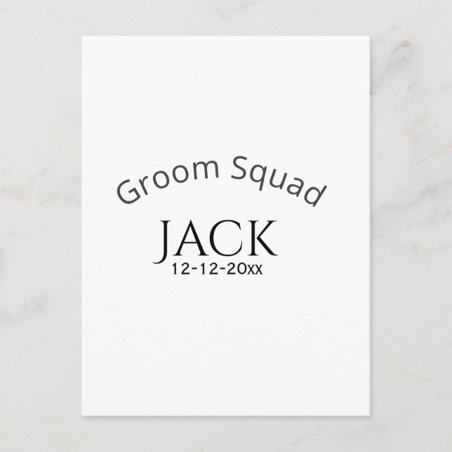 Carte Postale Groom squad name date year bold letter bachelorett (Devant)