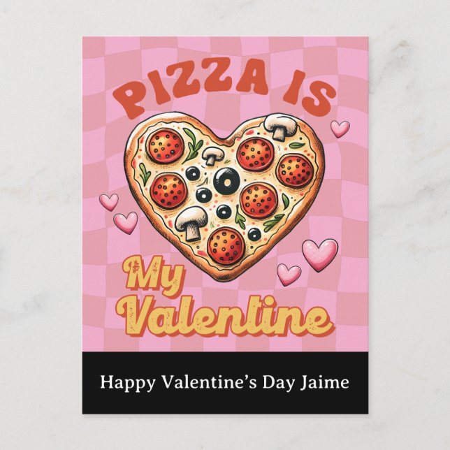Carte Postale Groovy Cheese Pizza My Valentines Day Postcard (Devant)