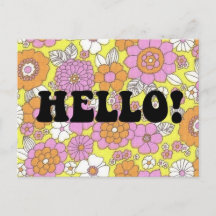 Carte postale groovy Hello vintage années 1960 sty