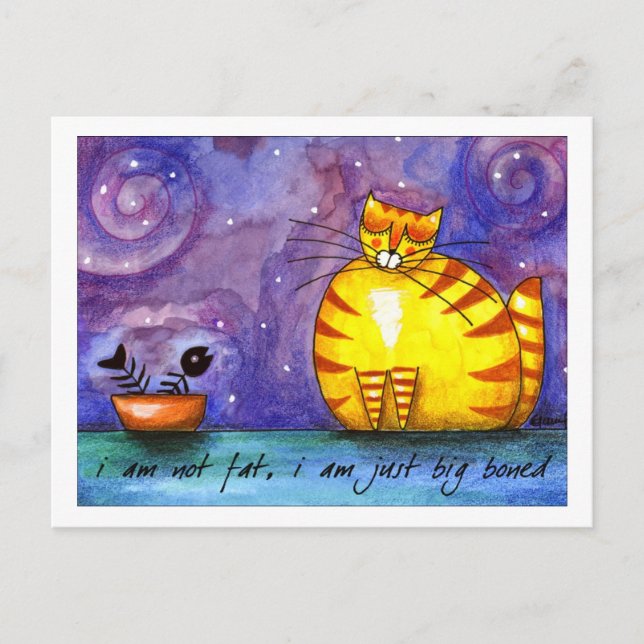 Carte Postale Gros chat jaune gras - PostCard (Devant)