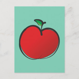 Carte Postale Gros dessin de pomme rouge