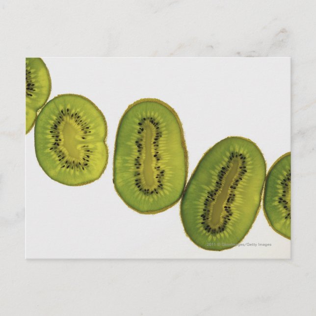 Carte Postale Gros plan de cinq tranches de kiwi (Devant)