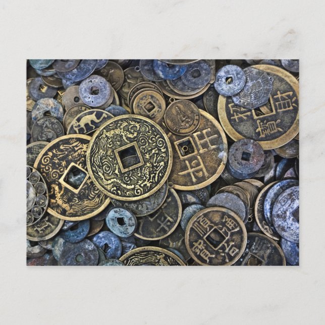 Carte Postale Gros plan des pièces vietnamiennes (Devant)