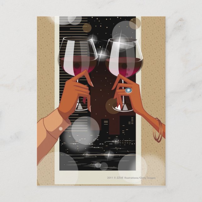 Carte Postale Gros plan d'un couple de toasts à vin (Devant)