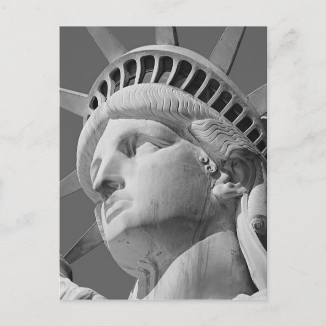 Carte Postale Gros plan noir et blanc Statue de la Liberté (Devant)