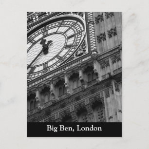 Carte Postale Gros plan sur Big Ben en noir et blanc