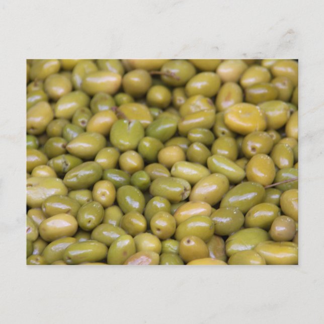 Carte Postale Gros plan sur des olives vertes (Devant)