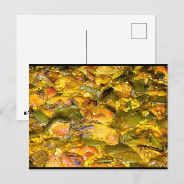 Carte Postale Gros plan sur la paella espagnole (Devant / Derrière)