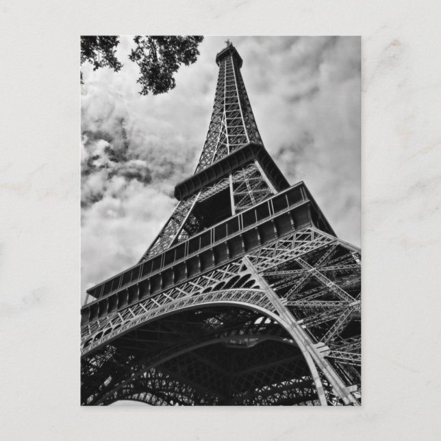 Carte Postale Gros plan Tour Eiffel noir blanc Amour Paris Europ (Devant)