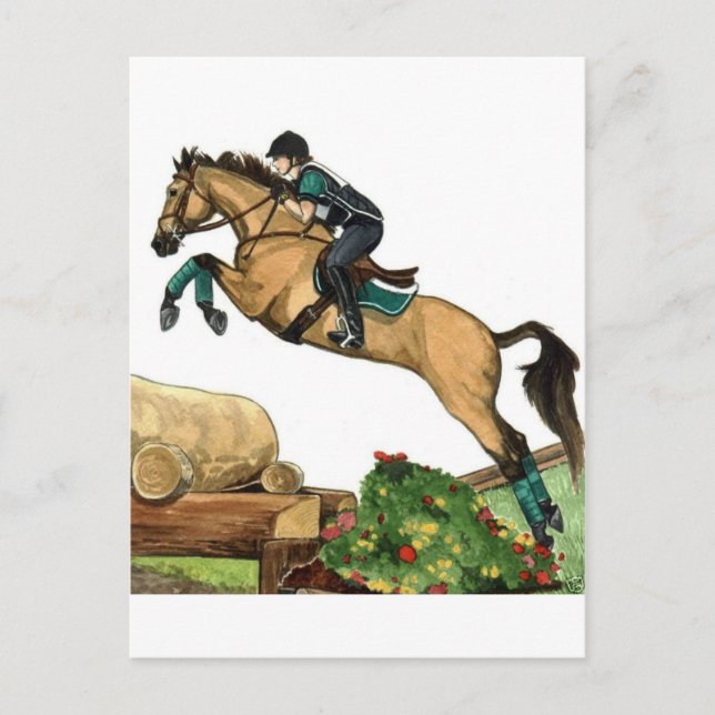 Carte Postale gros saut en peau de boucle xc HORSE ART Evasion (Devant)