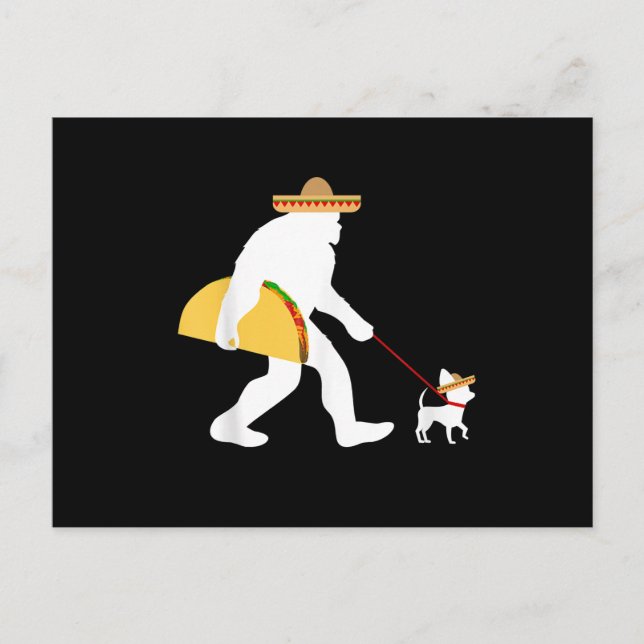 Carte Postale gros taco sombrero chihuahua chien bigfoot cinco d (Devant)