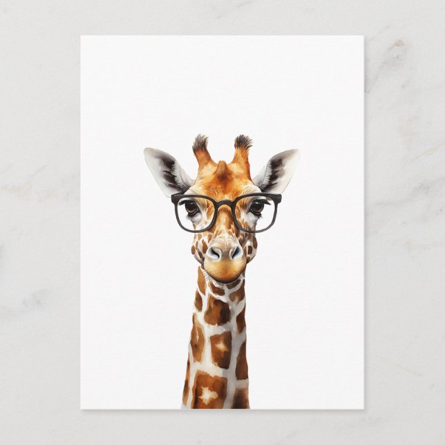 Carte Postale Grosse girafe avec lunettes (Devant)