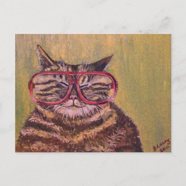 Carte Postale Grosse lunettes grasses Chat (Devant)