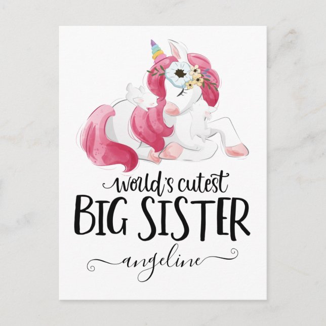 Carte Postale Grosse Soeur Cutest Unicorn (Devant)