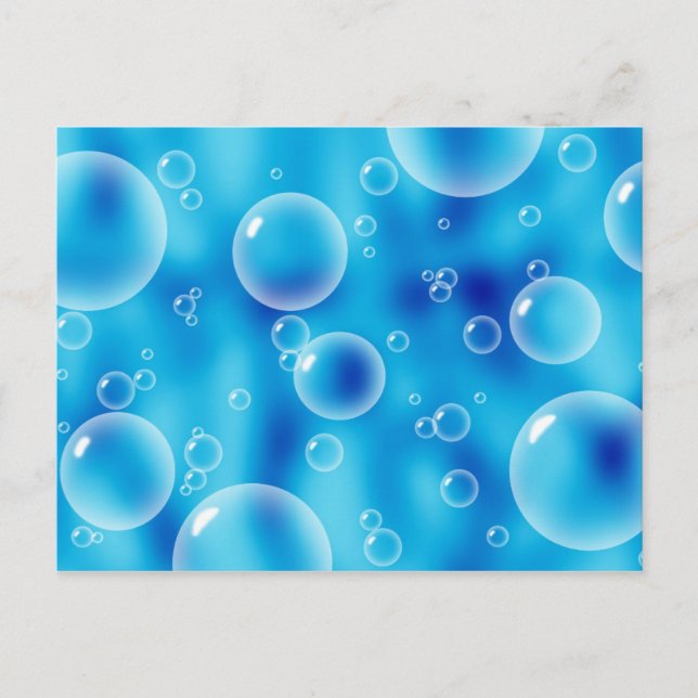 Carte Postale Grosses bulles bleues rebondissantes (Devant)