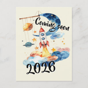 Carte Postale Grossesse annoncée 2026 Fusée Espace