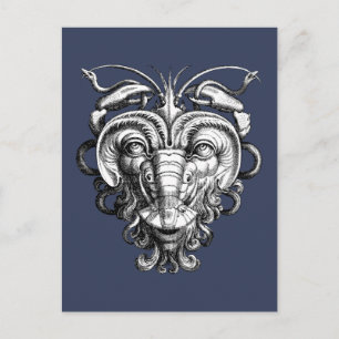 Carte Postale Grotesque de la Renaissance Gargoyle Face Homard H