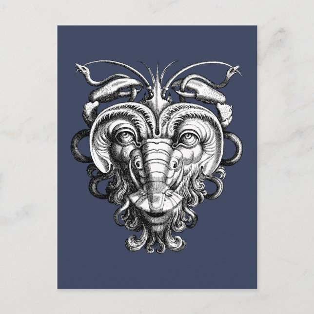 Carte Postale Grotesque de la Renaissance Gargoyle Face Homard H (Devant)