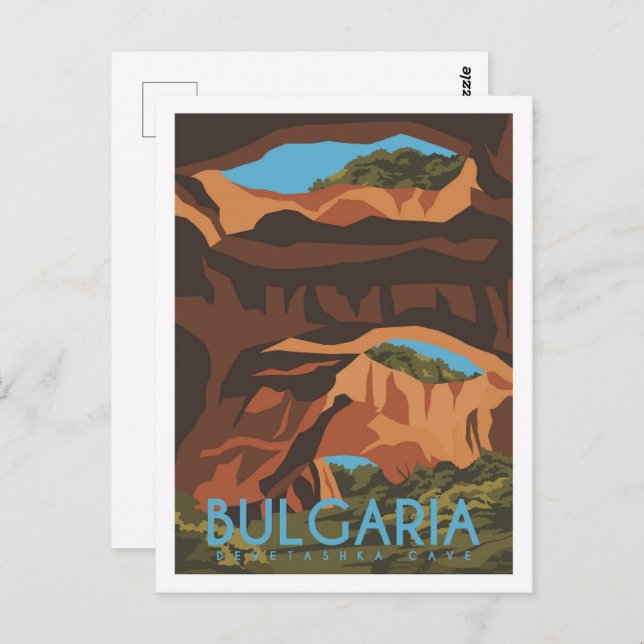 Carte Postale Grotte Devetashka Bulgarie Lieu de voyage Illustra (Devant / Derrière)