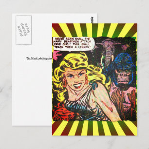 Carte Postale Grotte fille, Gorille, Eléphant âge d'or livre de 