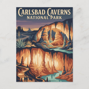 Carte Postale Grottes de Carlsbad Nouveau-Mexique Affiche Vintag
