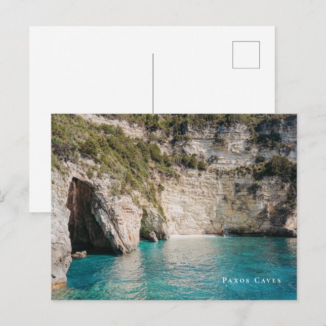 Carte Postale Grottes de Paxos Grèce Côtière (Devant / Derrière)