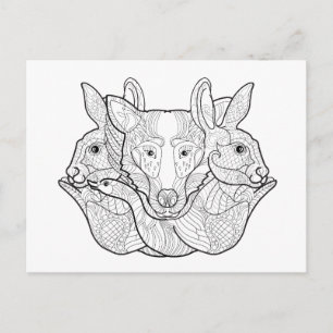 Carte Postale Group Animal Doodle