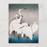 Groupe d'aigrettes, Ohara Koson, Art japonais Vint
