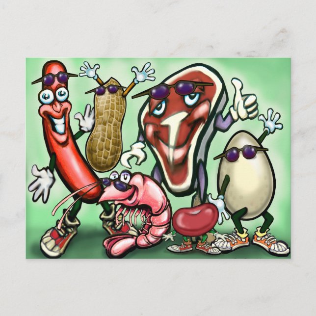 Carte Postale Groupe d'aliments pour protéines de viande (Devant)
