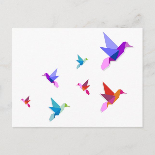 Carte Postale Groupe de colibris Origami (Devant)