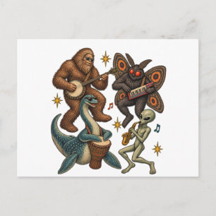 Carte Postale Groupe de créatures légendaires Bigfoot Loch Ness
