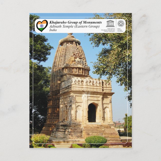 Carte Postale Groupe de Monuments Khajuraho - Temple Adinath (Devant)