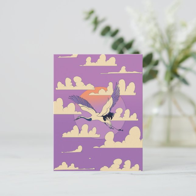 Carte Postale Grue asiatique rose (Debout devant)