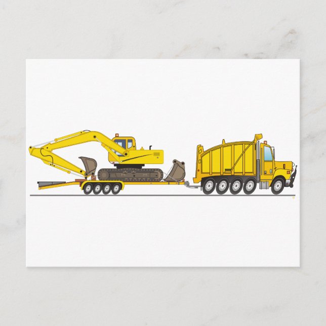 Carte Postale Grue de camion à vidange lourde (Devant)