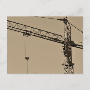 Carte Postale Grue de construction Sepia