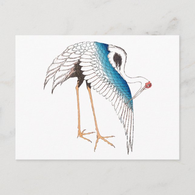 Carte Postale Grue de Hokusai (Devant)
