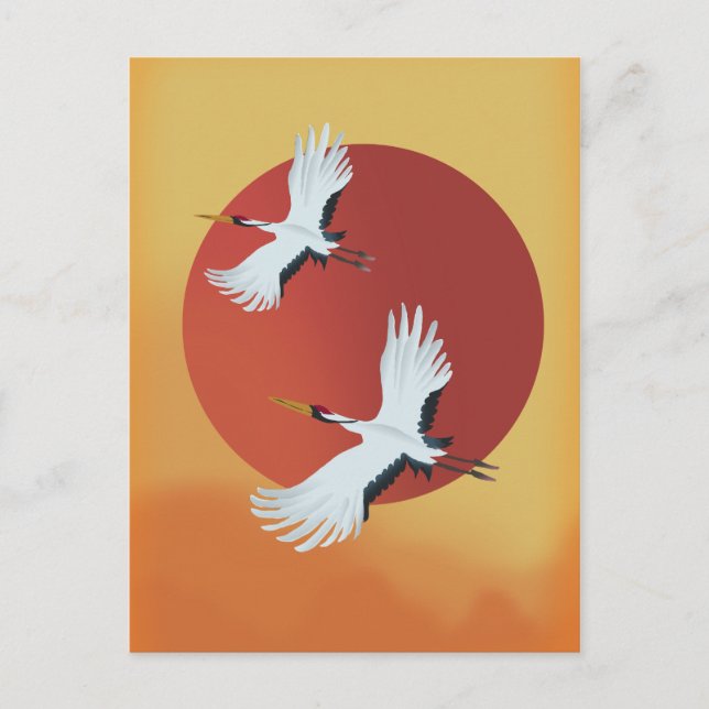 Carte Postale Grues du Japon (Devant)