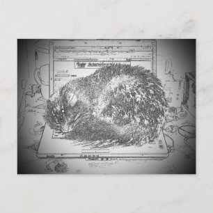 Carte Postale Grumpy Angel Laptop Lap chat ?