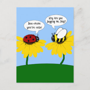 Carte Postale Grumpy Bee et Smitten Ladybug Postcard