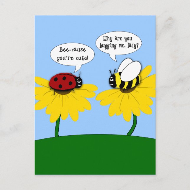 Carte Postale Grumpy Bee et Smitten Ladybug Postcard (Devant)