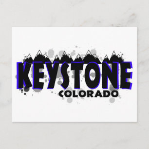 Carte Postale Grunge bleu néon Keystone Colorado