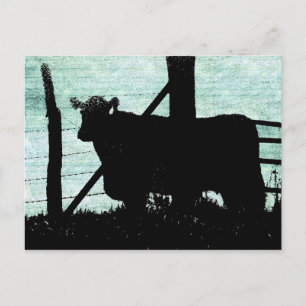 Carte Postale Grunge Cow Silhouette