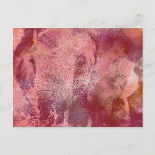 Carte Postale Grunge d'éléphant rose (Devant)
