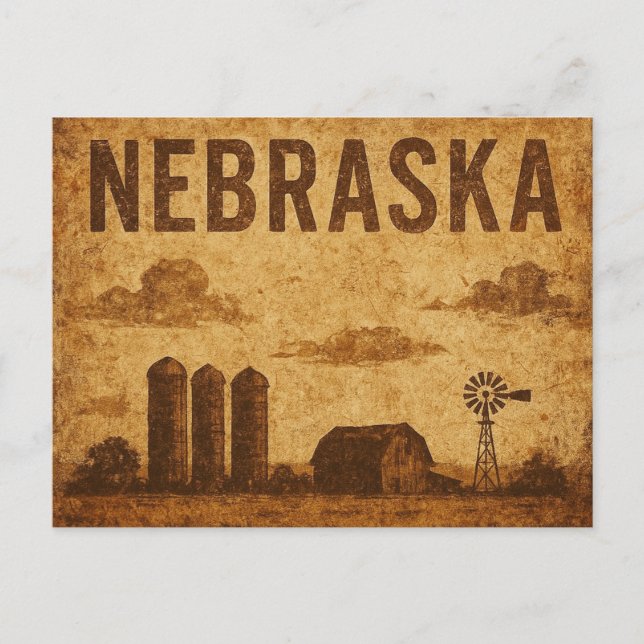Carte Postale Grunge en détresse Nebraska (Devant)